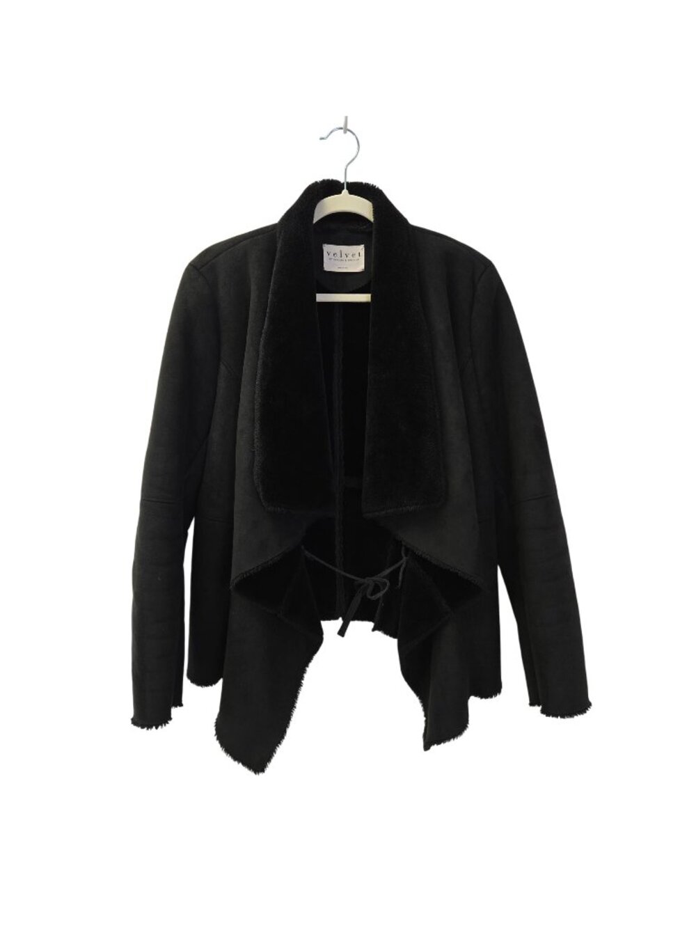 Velvet by Graham & Spencer Faux Suede Faux Fur Drape Neck Jacket Size Small